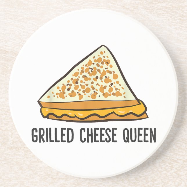 Dessous De Verre En Grès Fromage Grillé Queen Funny Fromage Grillé (Devant)