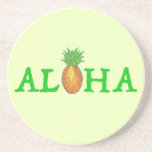 Dessous De Verre En Grès Fruit d'ananas de l'île tropicale d'Hawaï ALOHA<br><div class="desc">Le dessous de verre Sandstone présente une illustration originale d'un ananas tropical hawaïen,  formant le O à ALOHA. Ne vois-tu pas ce que tu cherches ? Vous avez besoin d'aide pour la personnalisation ? Cliquez sur "Contacter ce designer" pour avoir quelque chose créé juste pour vous !</div>