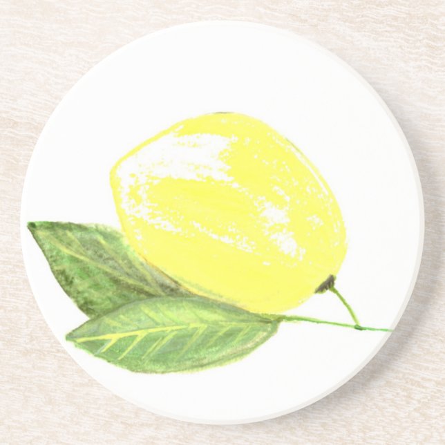 Dessous De Verre En Grès Fruit jaune citron Aquarelle Citrus été (Devant)