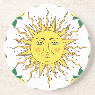 Dessous De Verre En Grès Fruits de citron tropicaux, Face Soleil.