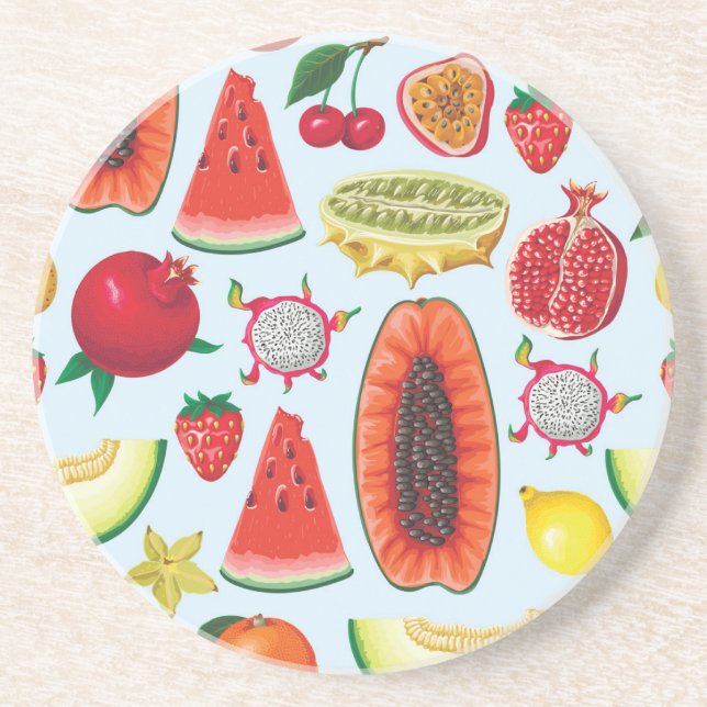 Dessous De Verre En Grès Fruits Exotiques : Imprimé tendance sans couture. (Devant)