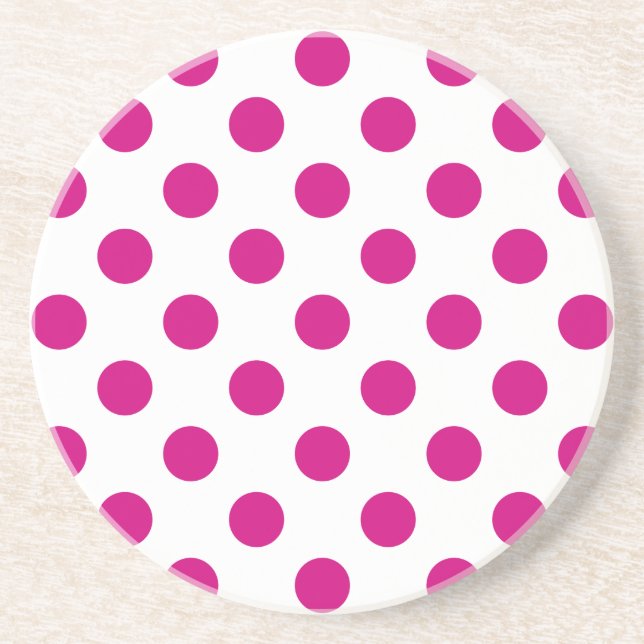 Dessous De Verre En Grès Fuchsia polka (Devant)