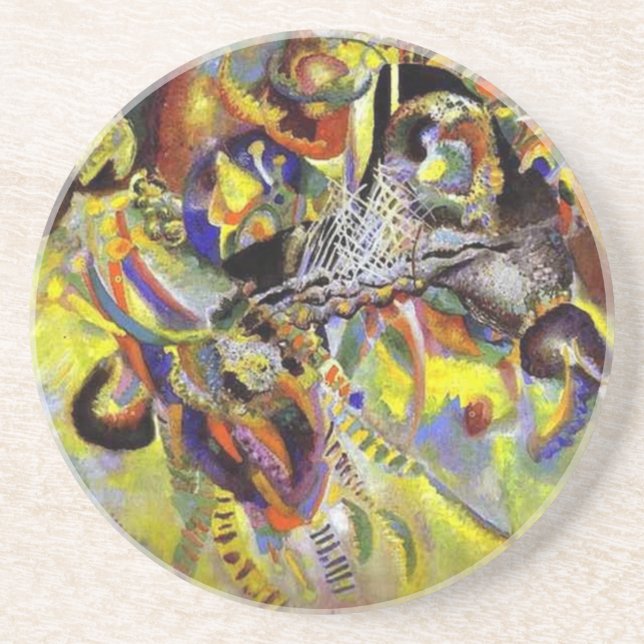 Dessous De Verre En Grès Fugue peinture Abstraite par Kandinsky (Devant)