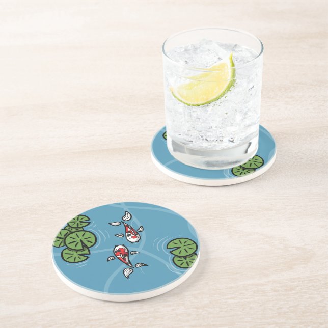 Dessous De Verre En Grès Fuku et Heiwa le coaster de carpes (Côté)