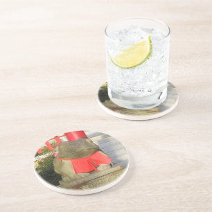 Dessous De Verre En Grès Fuku Kaeru 福かえる Fortune Frog with Red Yodarekake