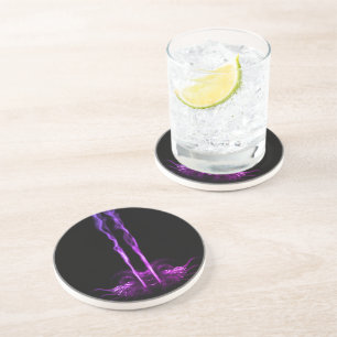 Dessous De Verre En Grès Fumée de dragon noir et violet