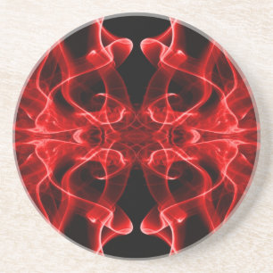 Dessous De Verre En Grès Fumée rouge minimaliste symétrique noir