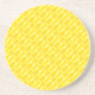 Dessous De Verre En Grès Fun Yellow Crayon Motif