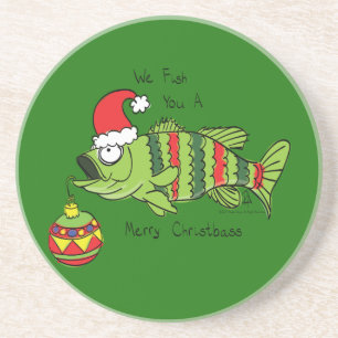Dessous De Verre En Grès Funky Fishing Christmas Bass Fish Cute Cartoon