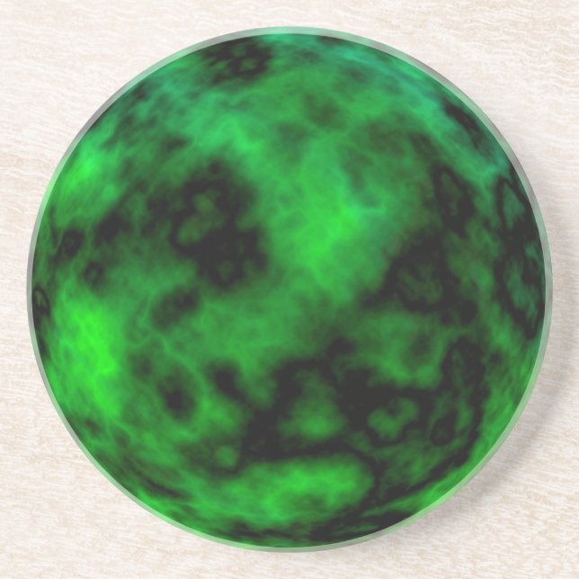 Dessous De Verre En Grès Funky Neon Green Emerald Halloween Abstrait (Devant)