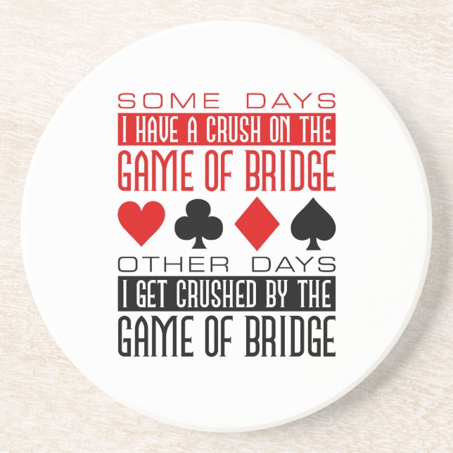 Dessous De Verre En Grès Funny Bridge Player Club Crushed Game of Bridge  (Devant)
