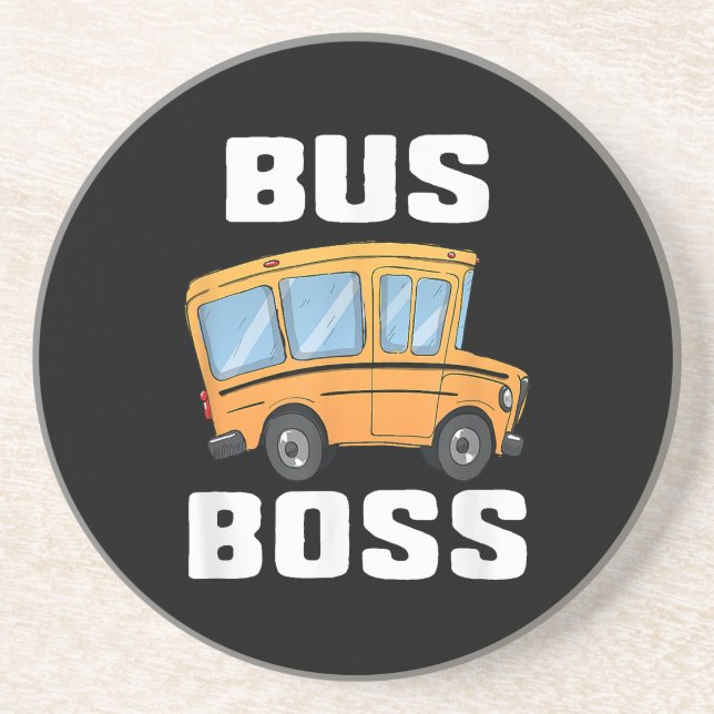 Dessous De Verre En Grès Funny Bus Boss School Bus Driver (Devant)