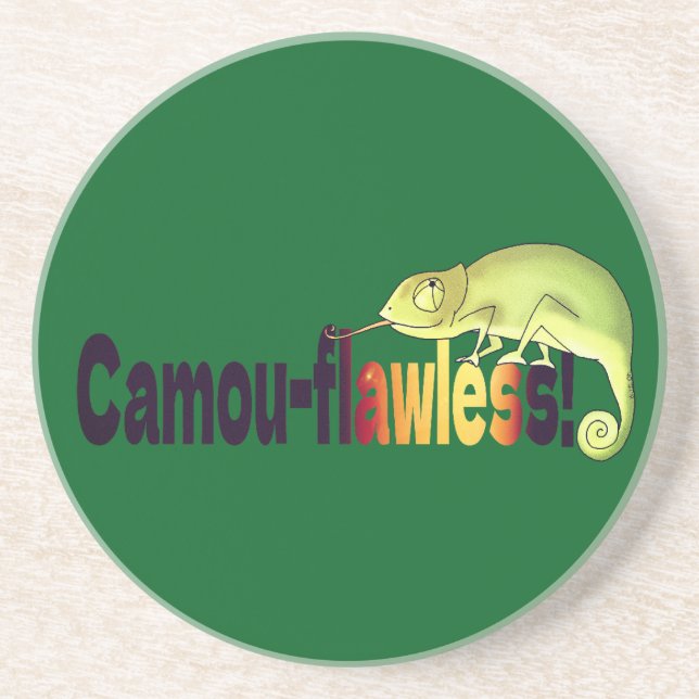 Dessous De Verre En Grès Funny Camou-flawless Chameleon Pun (Devant)
