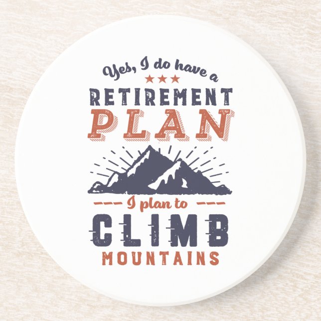 Dessous De Verre En Grès Funny Retraite Plan Escalade de montagne (Devant)