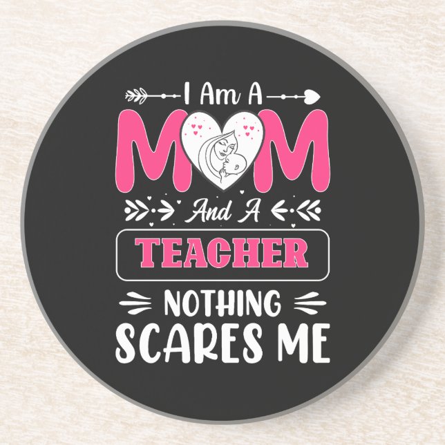 Dessous De Verre En Grès Funny Teacher Maman, Teacher Maman Funny (Devant)