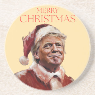 Dessous De Verre En Grès Funny Trump Santa Claus Carte de Noël