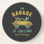 Dessous De Verre En Grès Funny Vintage Car Mechanic The Garage Is Calling<br><div class="desc">The garage is calling and I must go. Vintage and retro mechanic design for auto mechanic working in workshop to repair cars, motorcycle, motorbike or other vehicles. Cool and funny merchandise for those who love to restore classic and vintage cars. Perfect for garage and work shop owner. Great Christmas gift...</div>