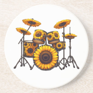 Dessous De Verre En Grès Fûts Fleur de tournesol Musicien Musique Florale