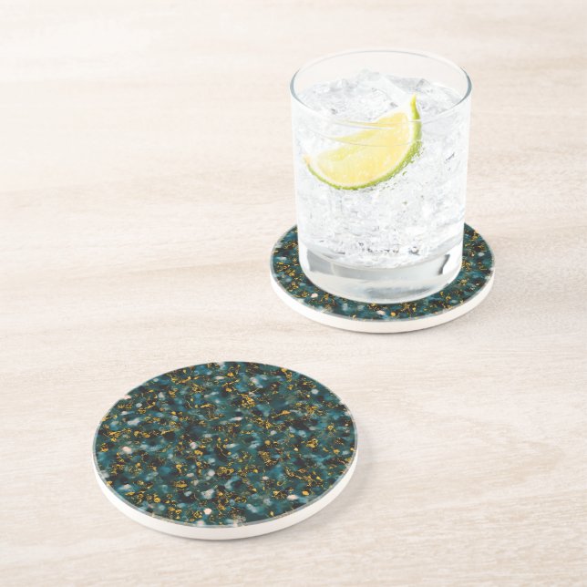 Dessous De Verre En Grès Galaxies Black Blue & Gold (Côté)