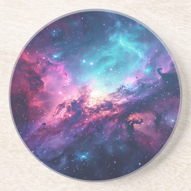 Dessous De Verre En Grès Galaxy espace parties scintillant nebula rose viol (Devant)