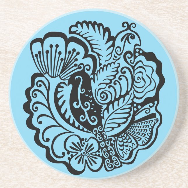 Dessous De Verre En Grès Garden Scene with Birds Sandstone Coaster (Devant)