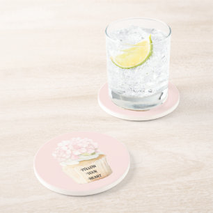 Dessous De Verre En Grès Gâteau Cupcake Fleur Rose Pâle Muffin