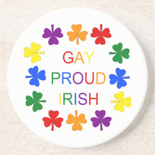 Dessous De Verre En Grès Gay Fier Irlandais LGBT Rainbow Shamrocks