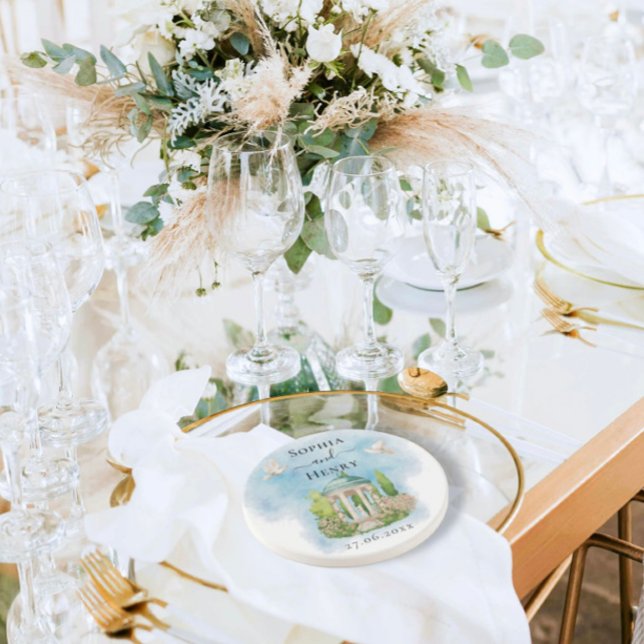 Dessous De Verre En Grès Gazebo élégant | fleurs colombes Mariage Luxe (Créateur téléchargé)