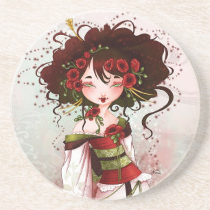 Dessous De Verre En Grès Geisha coquelicot