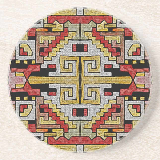 Dessous De Verre En Grès Geomethric Tribal/Ethnic Pattern (Devant)