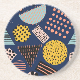 Dessous De Verre En Grès Géométrie amusante : Motif multicolore Abstrait