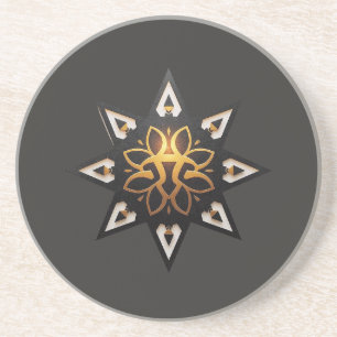 Dessous De Verre En Grès 🌟 Géométrie Sacrée Mandala - Étoile dorée intempo