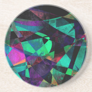 Dessous De Verre En Grès Géométrique, Colorée, Grungy Art Abstrait