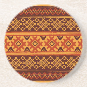 Dessous De Verre En Grès Géométrique ethnique, motif folklorique traditionn
