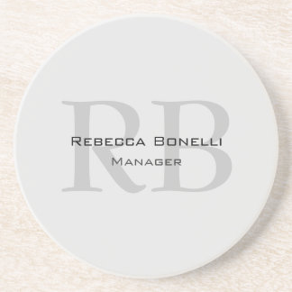 Dessous De Verre En Grès Gestionnaire de monogrammes gris blanc arrondi