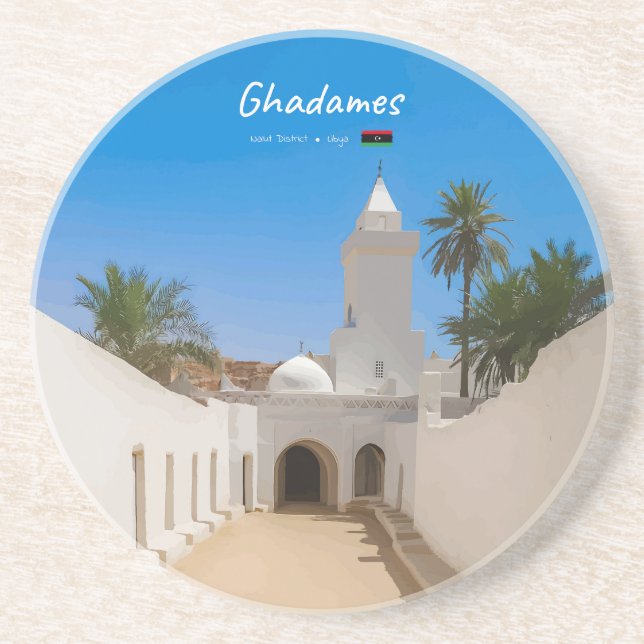 Dessous De Verre En Grès Ghadames, Libye - Mosquée Blanche (Devant)