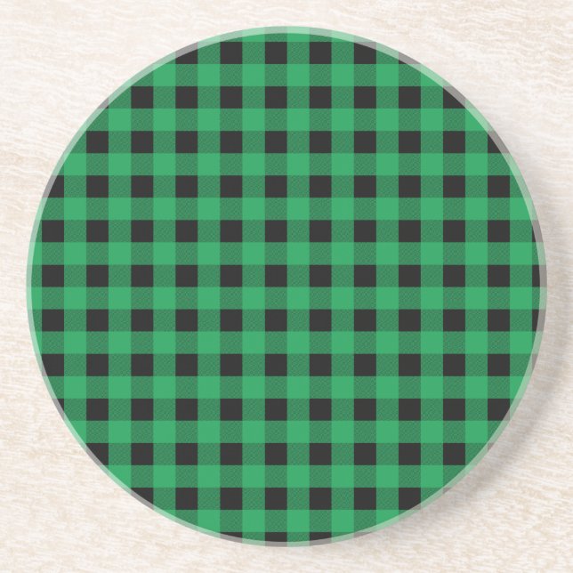 Dessous De Verre En Grès Ginham vert et noir (Devant)