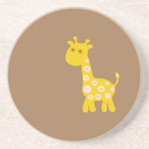 Dessous De Verre En Grès Girafe rétro et drôle de fleurs motifs pastel
