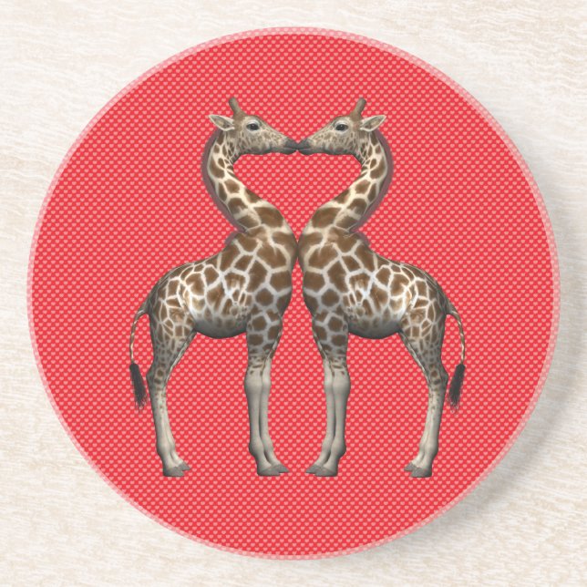 Dessous De Verre En Grès Girafes en amour (Devant)