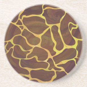 Dessous De Verre En Grès Giraffe Brown et jaune
