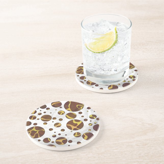 Dessous De Verre En Grès Giraffe Brown et jaune (Côté)