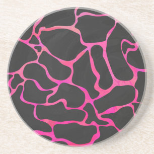 Dessous De Verre En Grès Giraffe rose chaude et noire