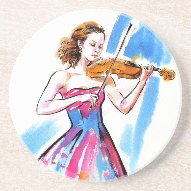 Dessous De Verre En Grès Girl playing the violin (Devant)