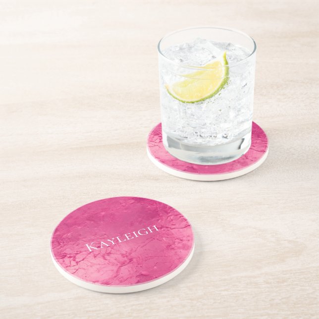 Dessous De Verre En Grès Girly Glam Chic Anniversaire Rose (Côté)