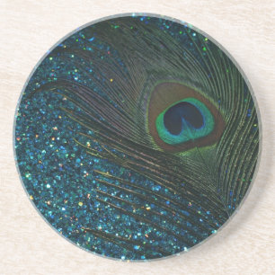 Dessous De Verre En Grès Glitter Aqua Peacock