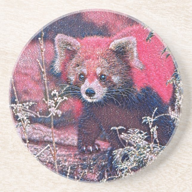 Dessous De Verre En Grès GlitzyAnimal_RedPanda_005 (Devant)