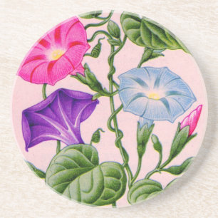 Dessous De Verre En Grès gloire du matin en bleu et rose