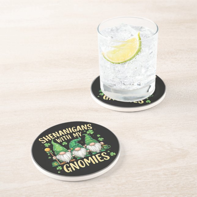 Dessous De Verre En Grès Gnome du trèfle chanceux de la Saint-Patrick (Côté)