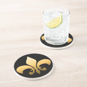Dessous De Verre En Grès Gold Fleur de Lis
