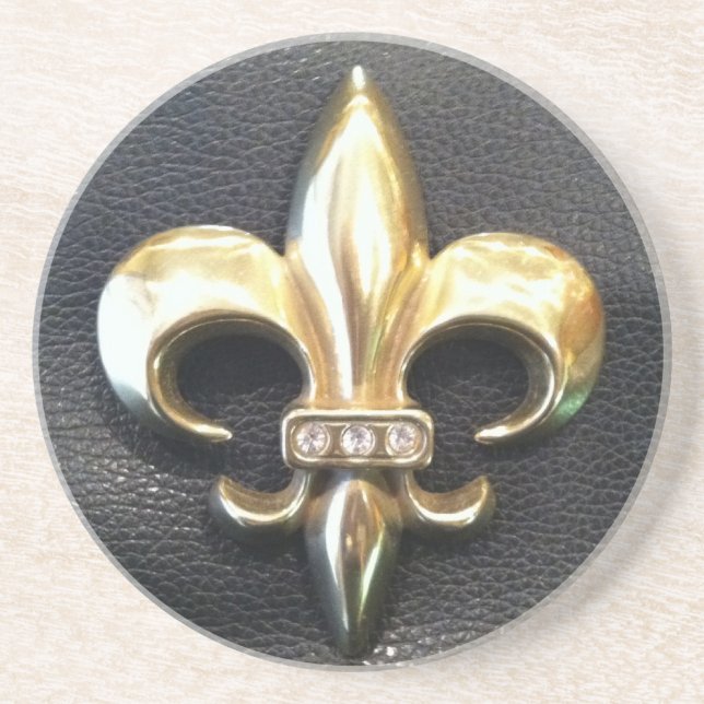 DESSOUS DE VERRE EN GRÈS GOLD FLEUR DE LIS COASTER (Devant)